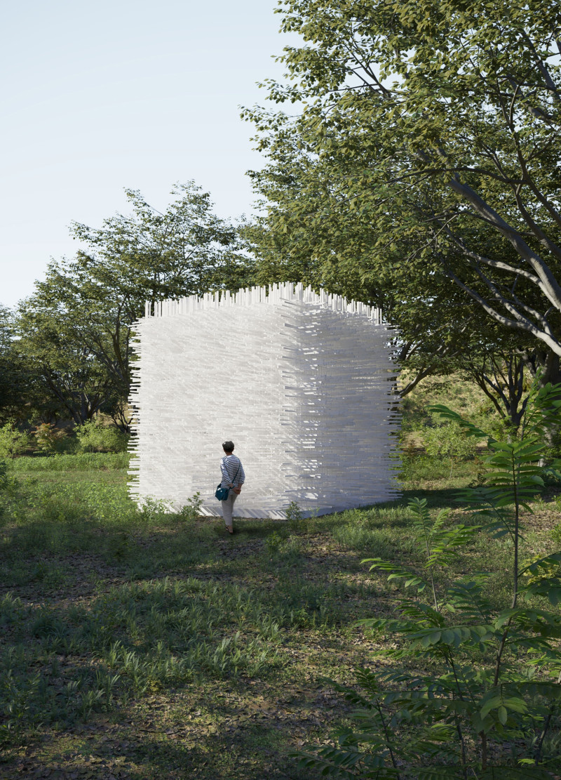 Translucent Light Portal Within a Metal Frame Retreat