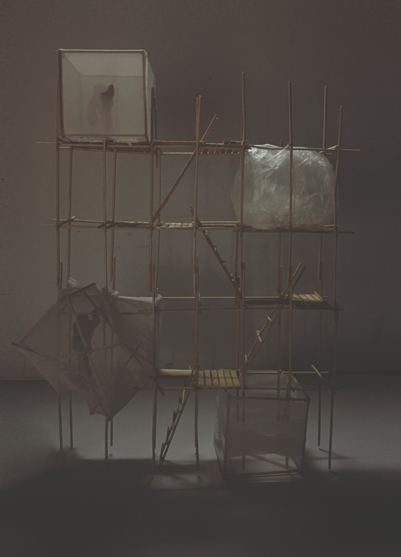 Exploring Empty Space Through Scaffolds in Tokyo Meditation Cabins