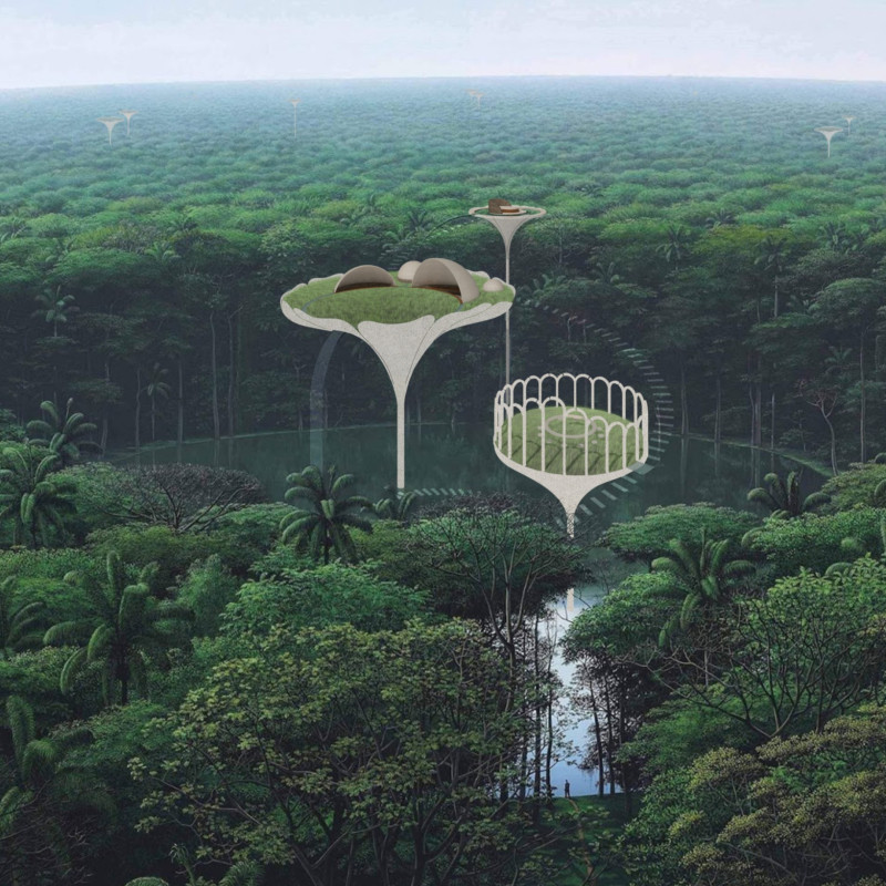 Canopy-Formed Retreat Crafted with Floral Elements and Transparent Materials