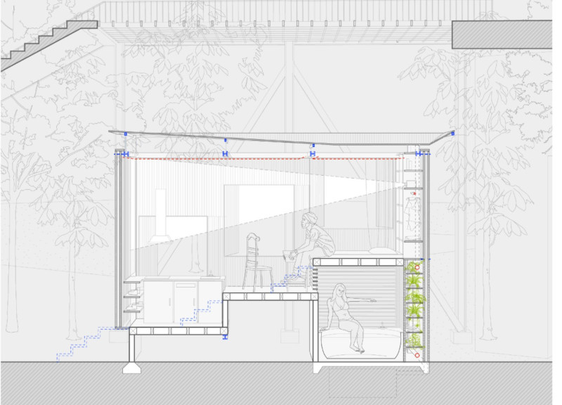 Hydroponic Garden and Polycarbonate Facade in Micro-Housing Solution