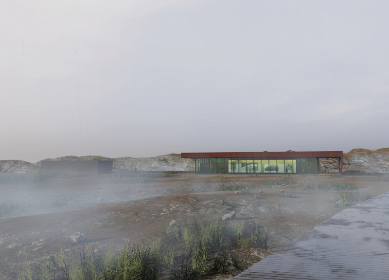 Corten and Natural Forms in a Visitor Center Embracing Geological Context