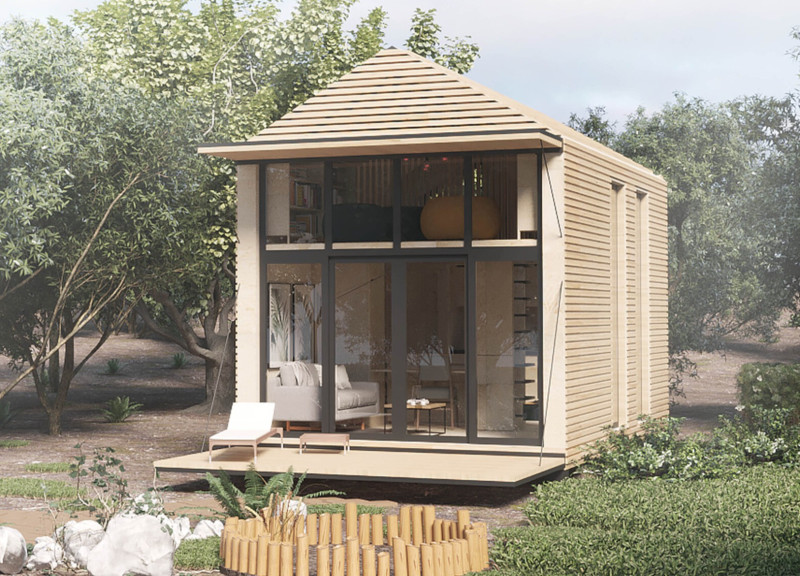 Vertical Living with Piston-Operated Sunshades and Rainwater Reservoirs