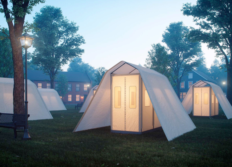 Mobile Shelters with Fire-Retardant Canvas and Non-Slip Flooring for Community Support