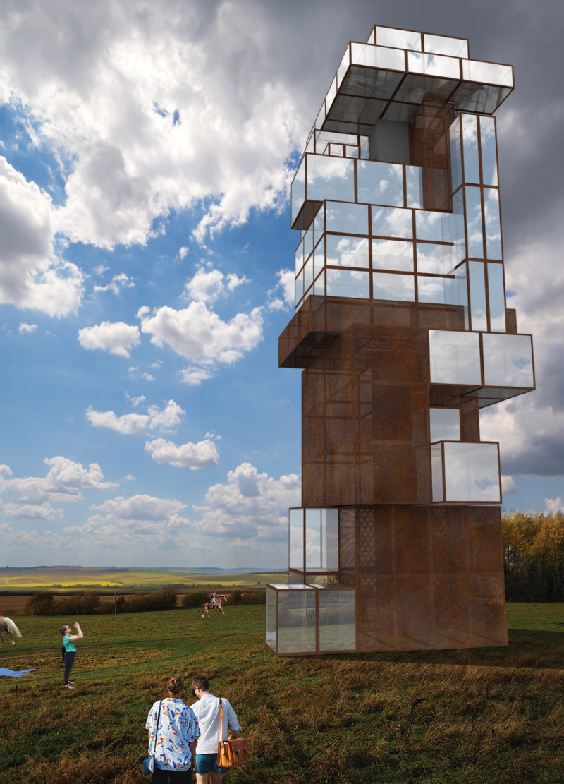 Corten Steel Structure with Transparent Facade Overlooking Natural Landscape