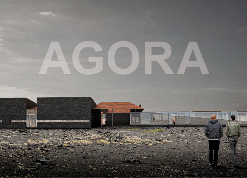 Glazed Tunnel Connecting Community Spaces Within a Volcanic Landscape