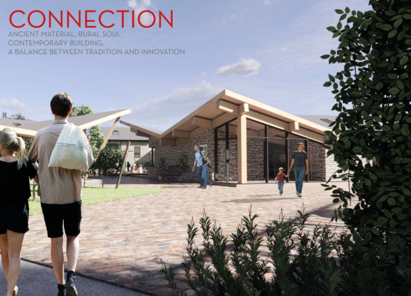 Earth Infill and Xlam Panels in a Two-Level Guesthouse Embracing Community Living