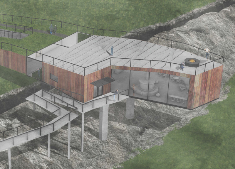 Hovering Structure with Low-E Glass and Engaging Fault Line Experience