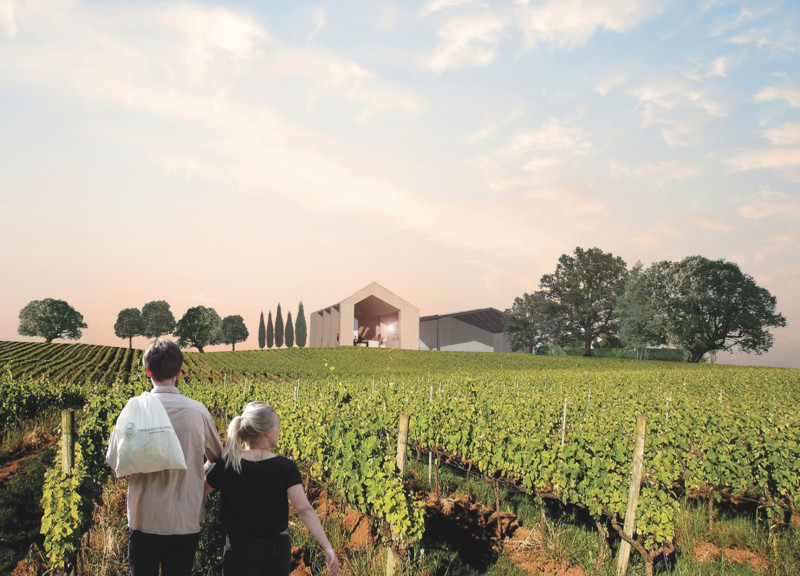 Cork-Clad Structure Embracing Natural Light in Vineyard Gatherings