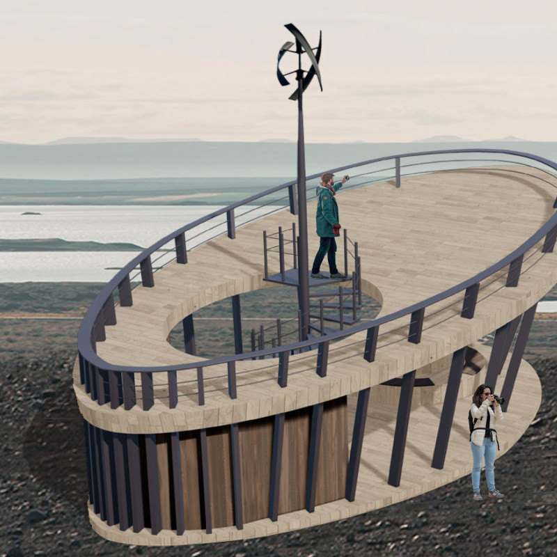 Elevated Observation Point with Steel Foundation and Organic Form
