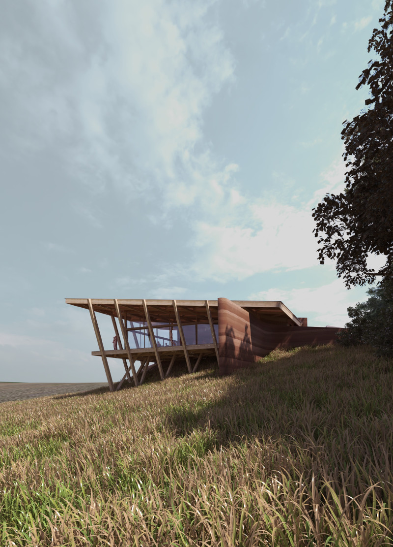 Rammed Earth Volumes Framing Expansive Vineyard Views