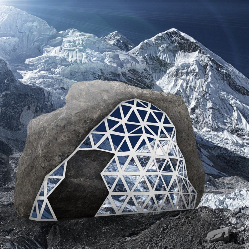 Reflective Facade Merging with the Landscape Featuring Waste Separation Facilities