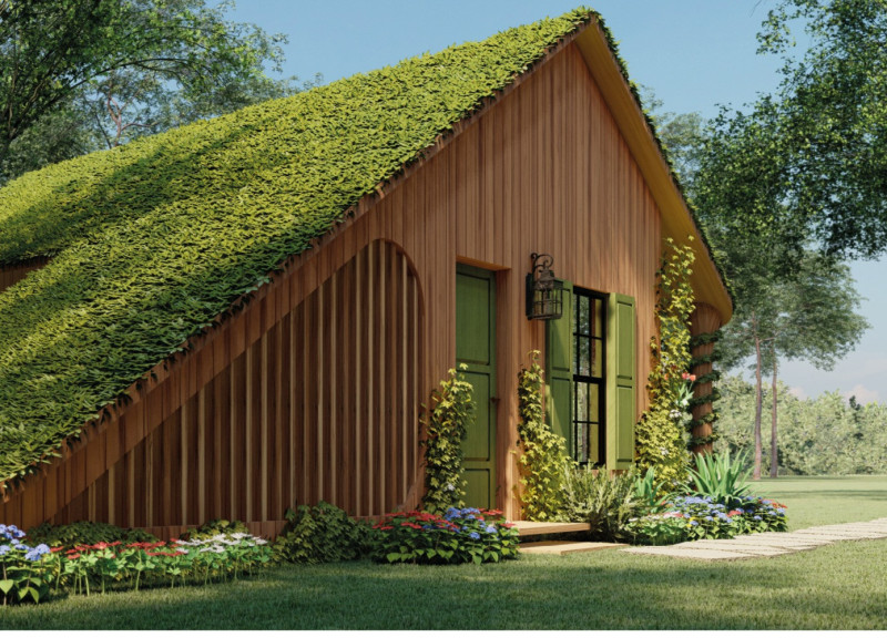 Vaulted Wood Structure Embracing Natural Green Space for Mindful Reflection