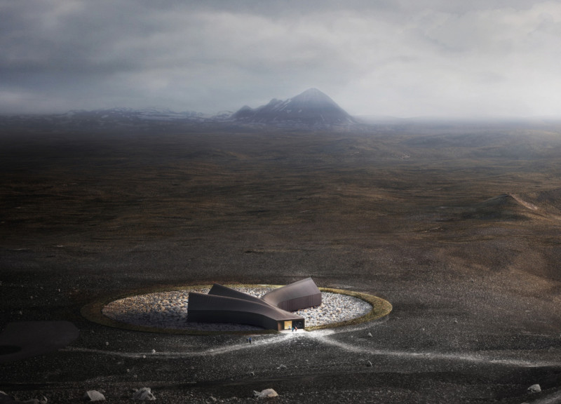 Gold Patinated Copper and Lava Boulders Enhance Visitor Experience at Volcanic Landscape