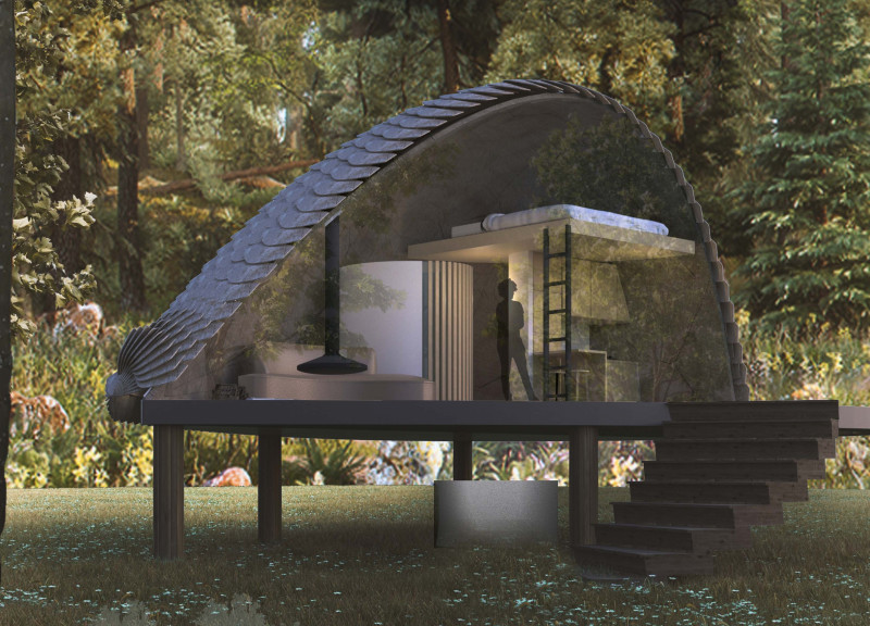 Fibonacci-Inspired Structure Featuring Sustainable Wood and Natural Light Integration