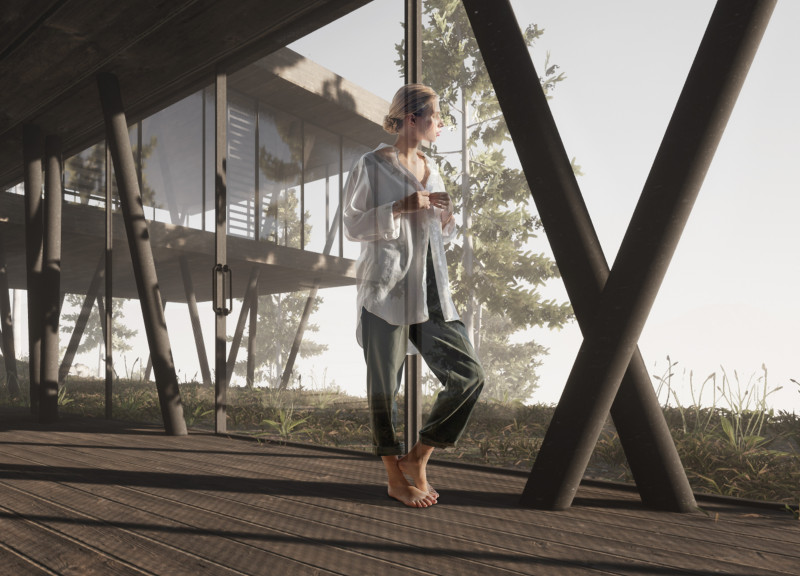 Elevated Yoga Space with Green Roof and Natural Ventilation