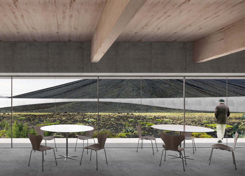 Timber Structure with Wool Insulation and Circular Courtyard at Volcano Footprint