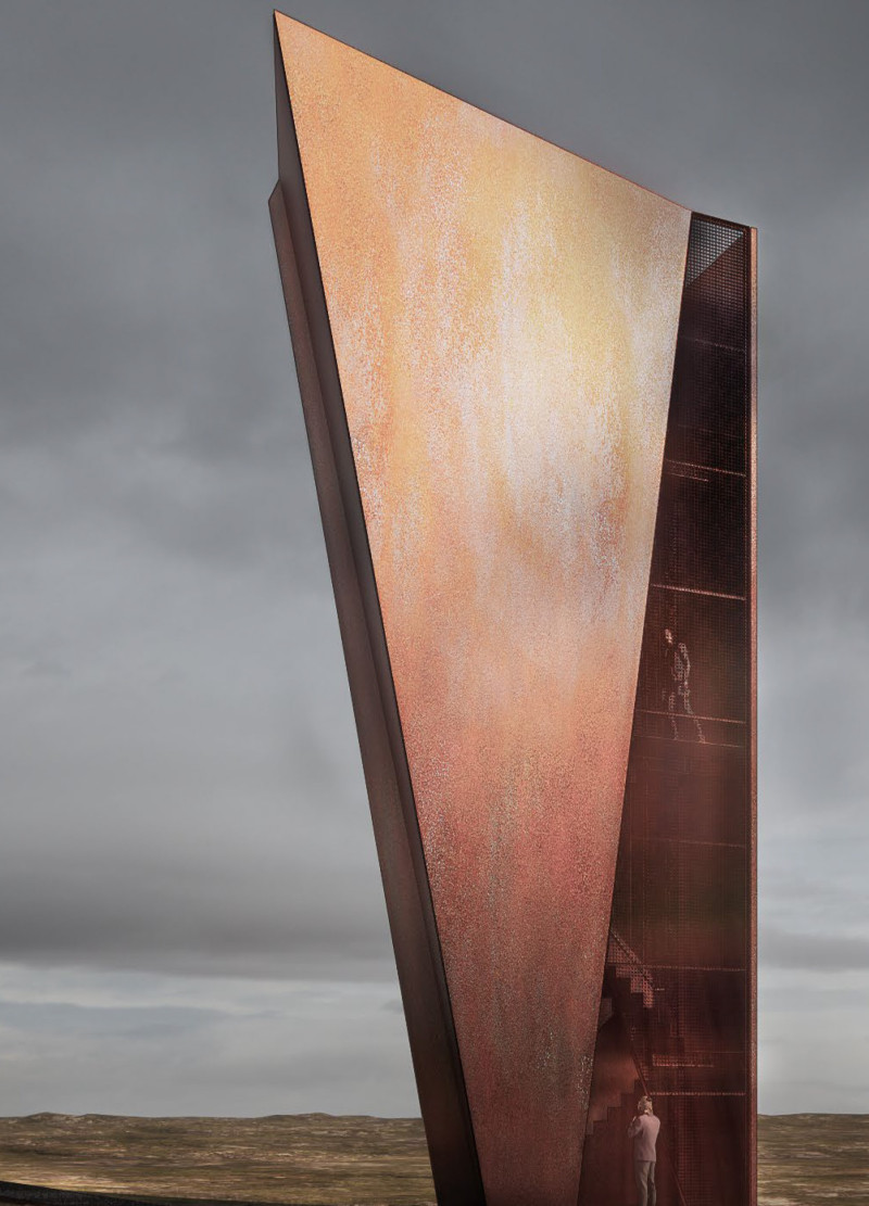 Corten Steel Pavilion Overlooking Tectonic Fissures