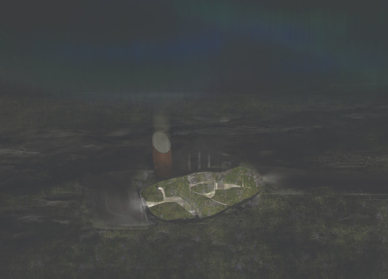 Lichen-Covered Roof Plates and Corten Steel Form a Dynamic Observation Shelter