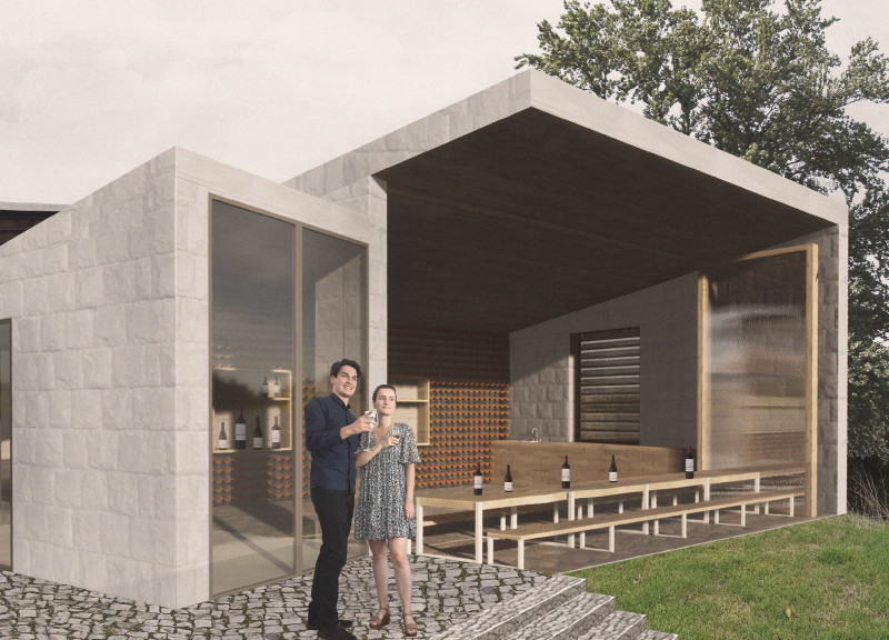 Bay Windows and Mechanic Tile in a Vineyard Tasting Room