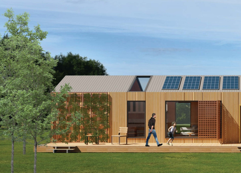 Charred Wooden Shingles and Cross-Laminated Timber Panels in Flexible Community Living