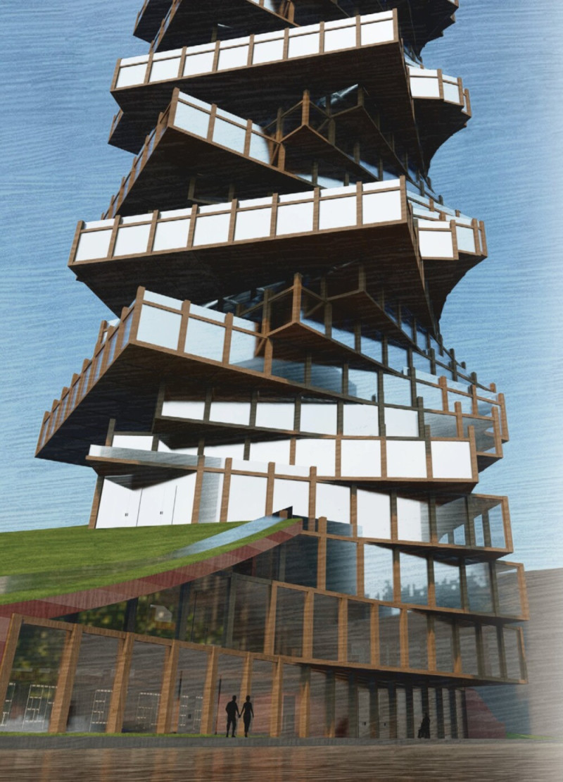 Rammed Earth Core and Green Roofs Define Urban Community Hub