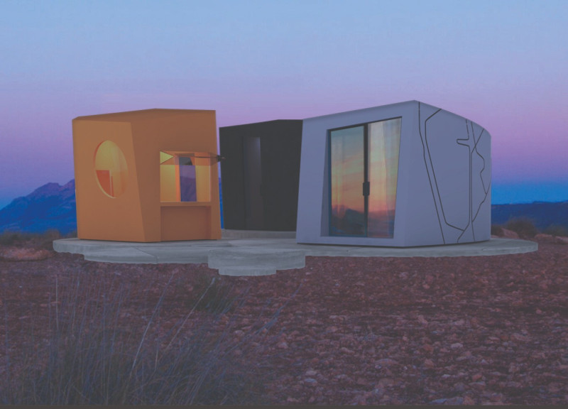 Curvilinear Microhome Built with Photovoltaic Panels and Glass Integration