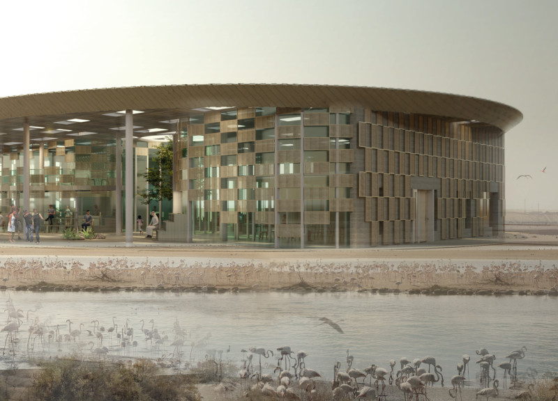 Woven Reeds and Rammed Earth Nestled Within a Wetland Sanctuary