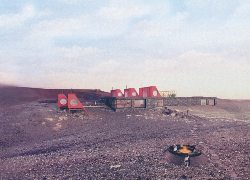 Timber Cladding and Local Stone Integration Amidst Iceland's Volcanic Landscape