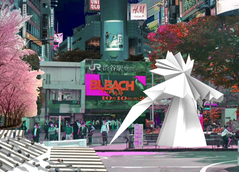 Modular Cabins of White HPL and Dark Red Rice Paper for Urban Reflection