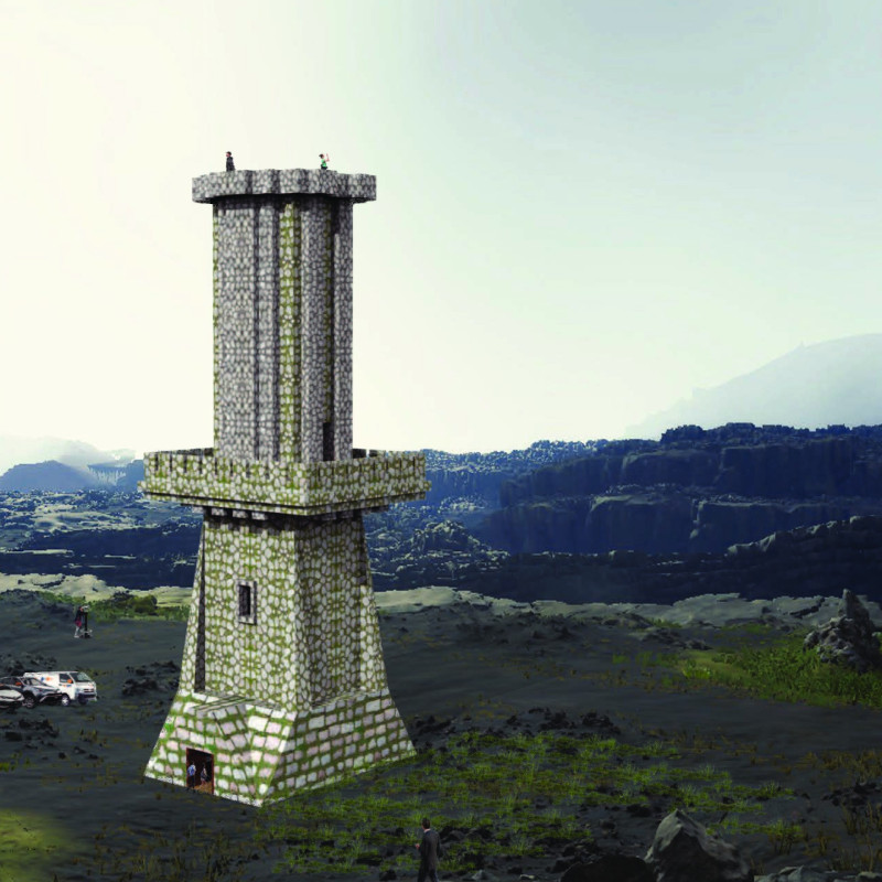 Elevated Stone Tower with Triangular Forms Emphasizing Cultural Heritage