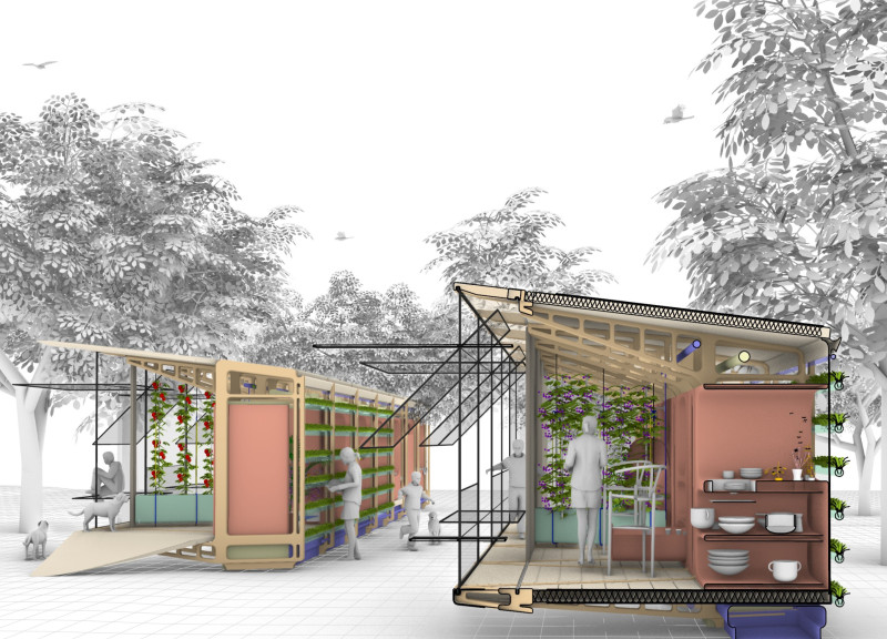 V-Shaped Greenhouse with Integrated Hydroponics for Sustainable Living