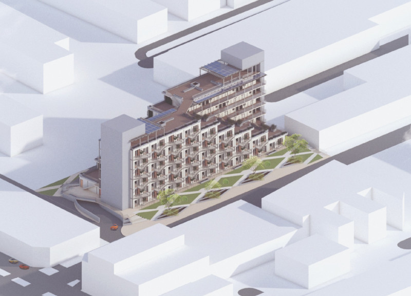 Step-Back Terraces and Vertical Greenery in a Community-Focused Design