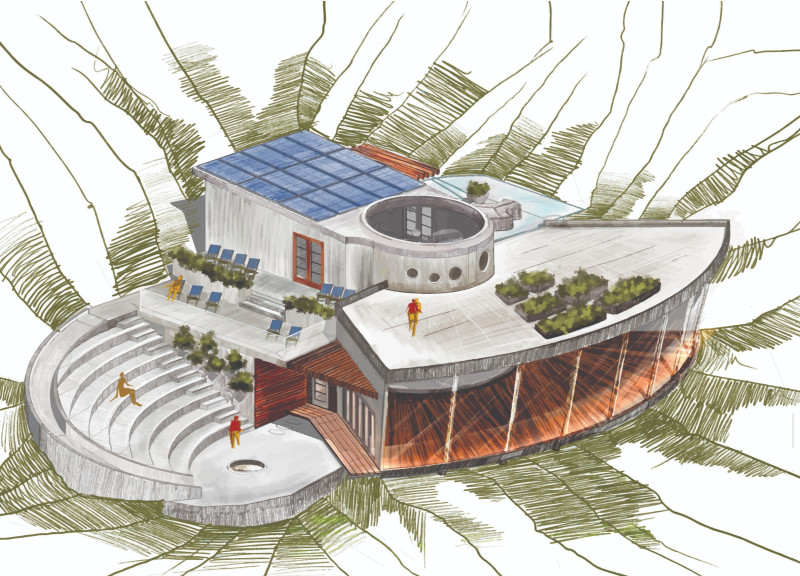 Natural Ventilation and Greywater Management in a Hillside Retreat