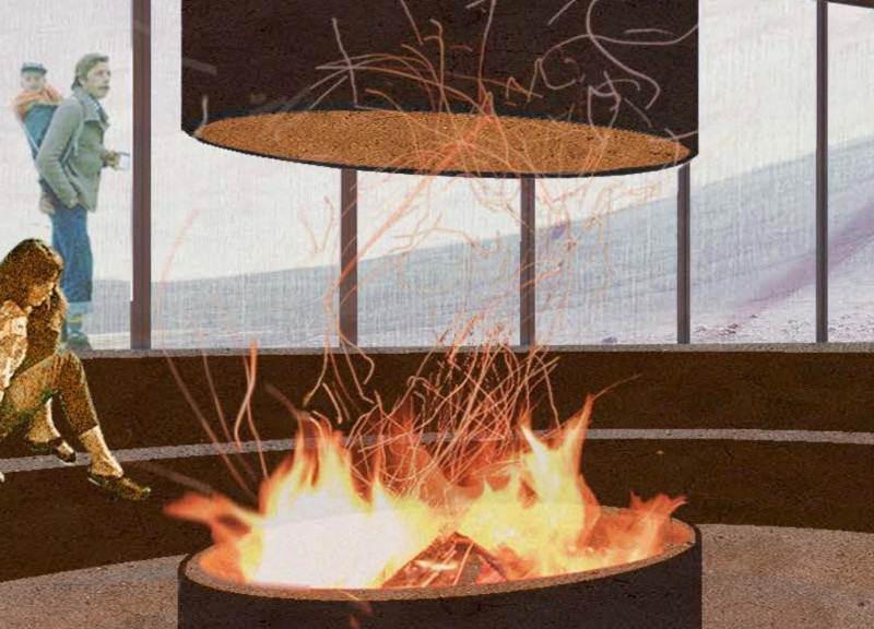 Mirrored Glass Facade Reflecting the Landscape in a Volcano Visitor Center