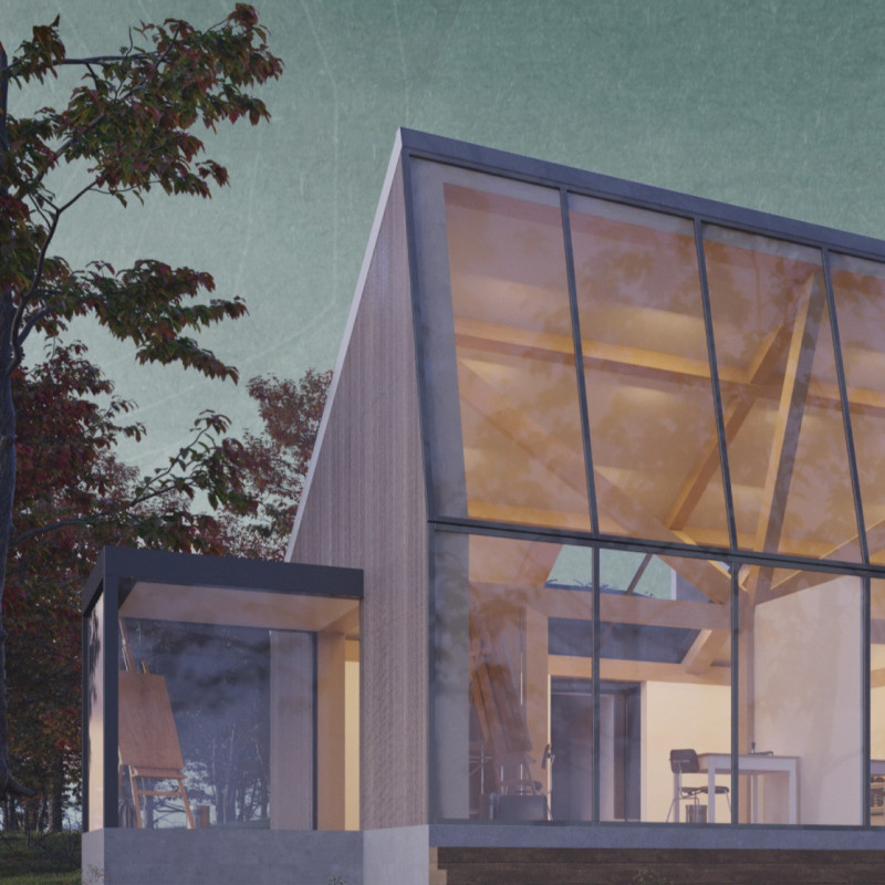 Eco Wool and Concrete Integration in a Creative Residency Overlooking Cernostes Lake