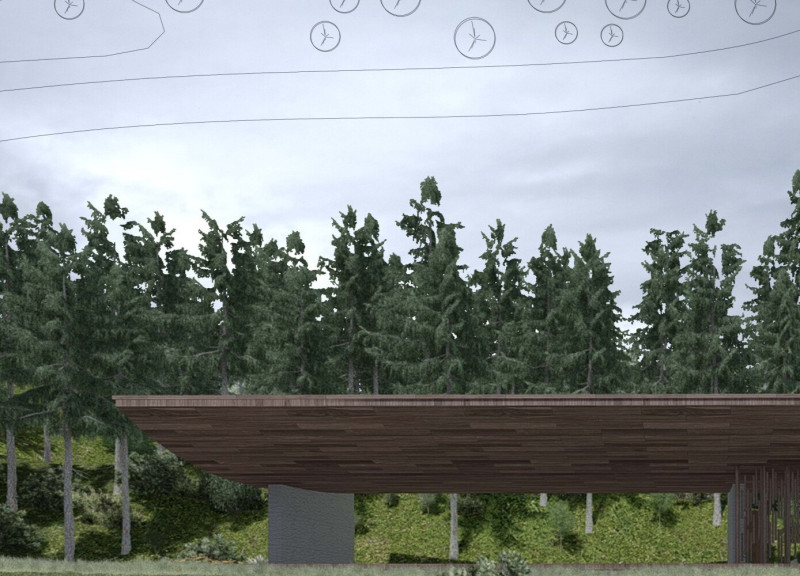 Curved Stone Walls and Wooden Lattice Create a Serene Yoga Retreat