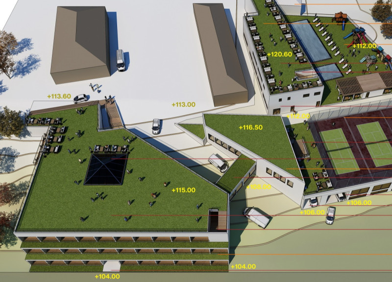 Rooftop Golf Course and Indoor Pool Enhance Urban Community Living