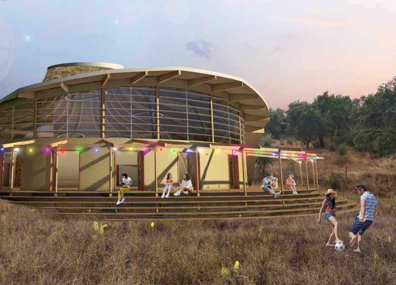 Hemp Insulation and Clay Structure Create a Flexible Community Space