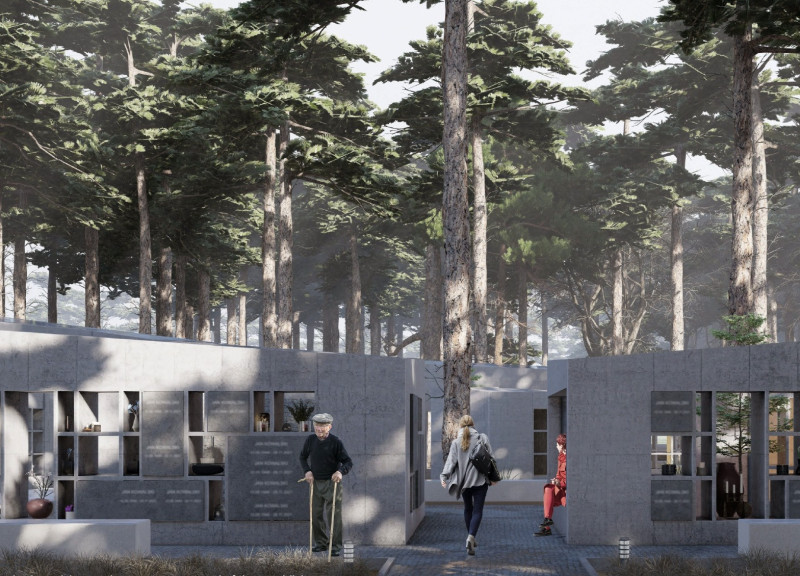 Eternal Fire and Copper Accents in a Reflective Columbarium