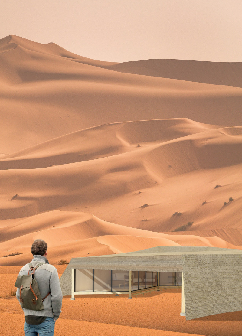 Circular Lodges with Central Skylight Inspired by Traditional Bedouin Tents