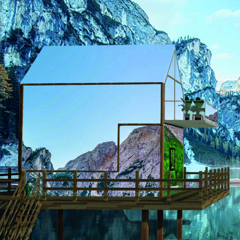 Reflective Micro Home with Photovoltaic Features by the Lake