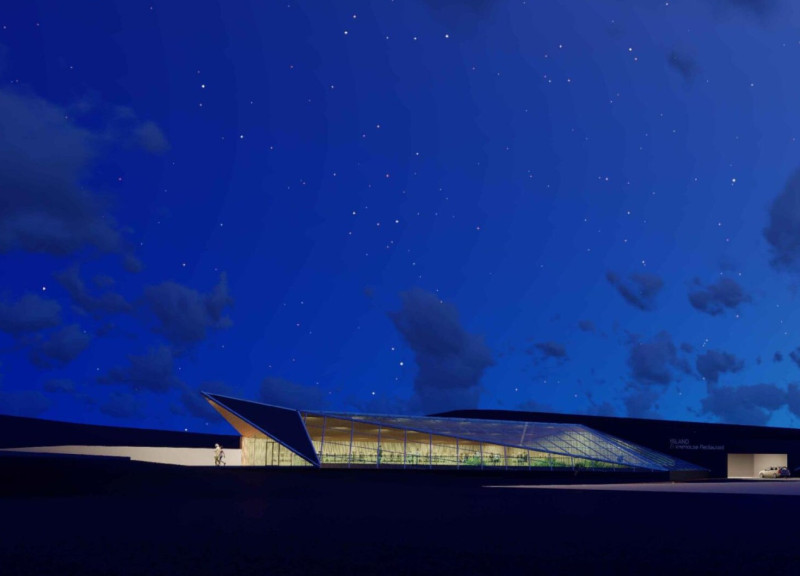 Green Roof over Concrete and Glass with Views of Mývatn Nature