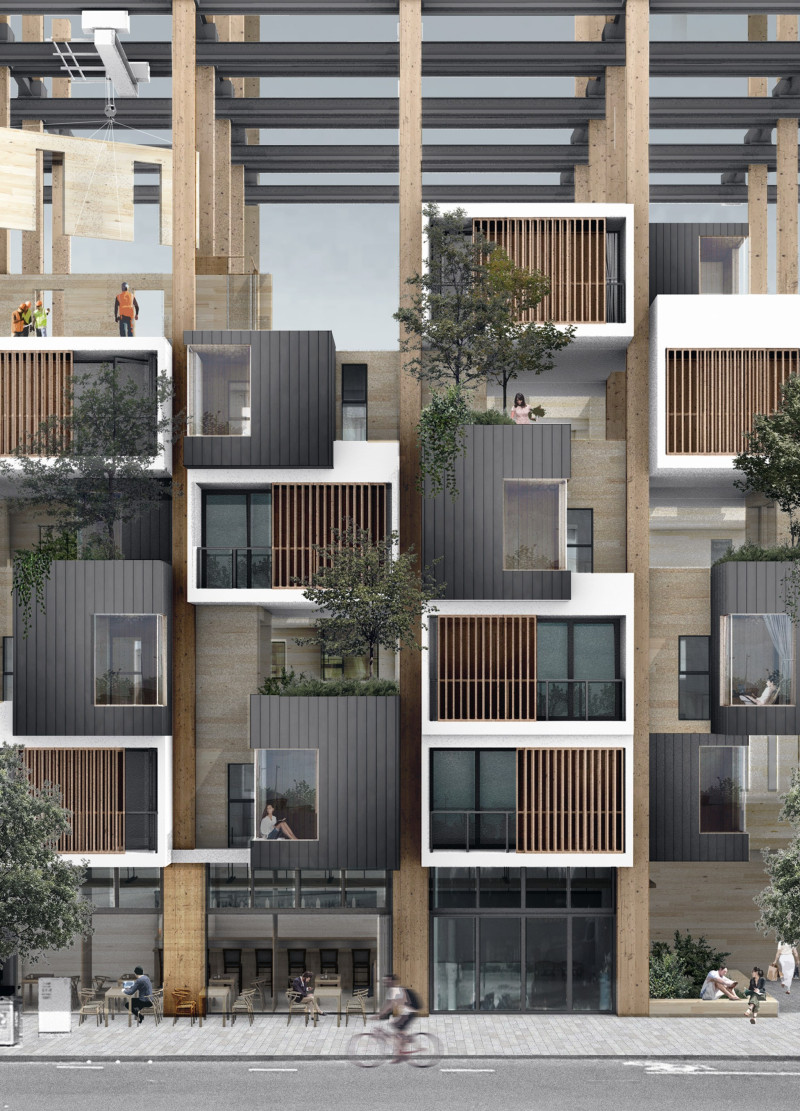 Vertical and Flexible Living with Modular CLT Homes using Overhead Crane Technology