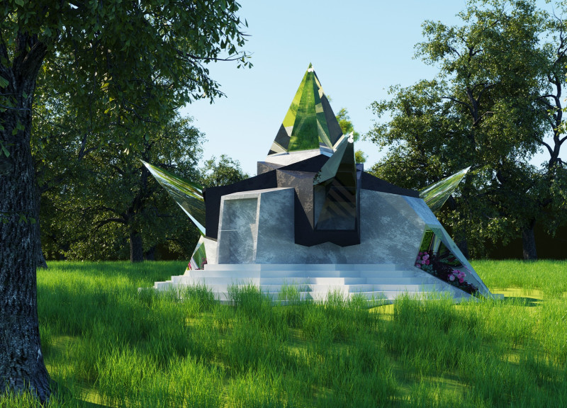 Directed Light and Concrete Prisms in a Serene Meditation Space