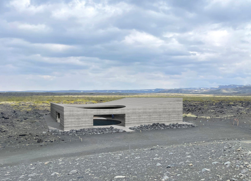 Rammed Earth and Concrete Blend in a Volcanic-Inspired Visitor Hub