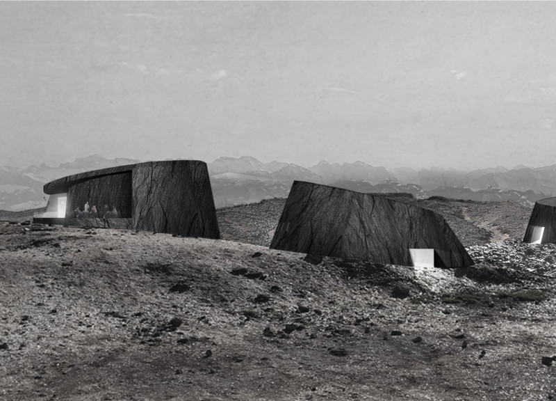 Lava Stone Atrium Set Amidst Hverfjall's Volcanic Landscape