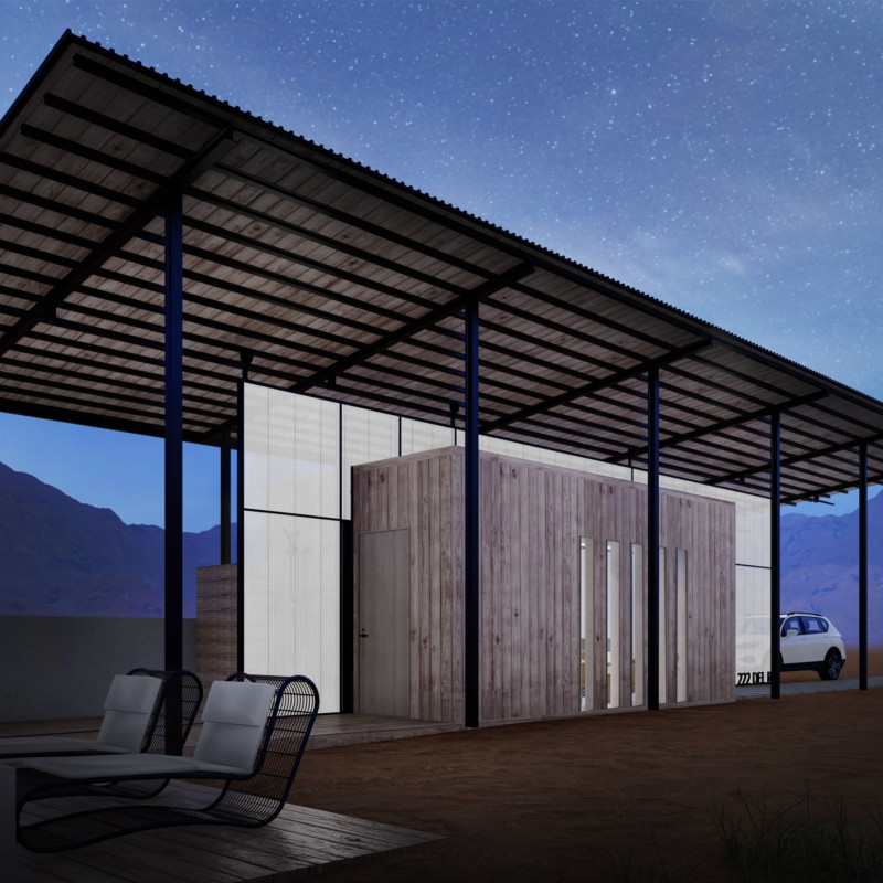 Modular Living Under a Metal Canopy with Polycarbonate Sliders