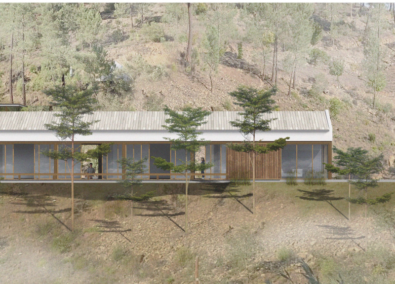 Cork Insulation and Brick Walls Define a Tranquil Yoga Retreat