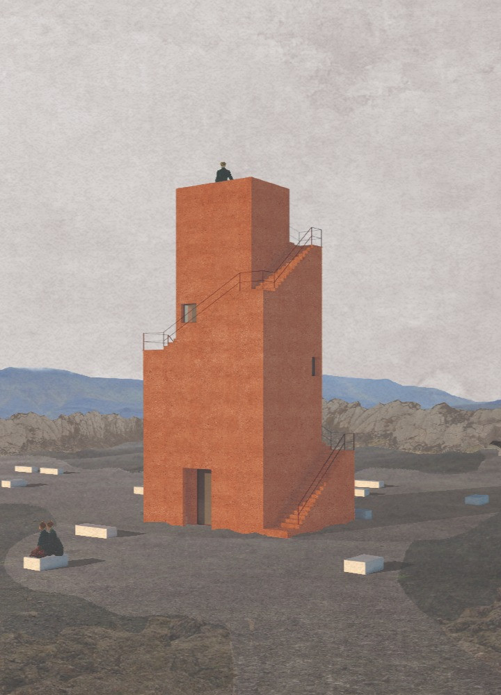 Sculpted Concrete Forms Embracing Volcanic Landscape for Visitor Exploration