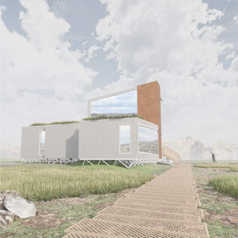 Corten Steel Structure Harmonizing with Natural Landscape as a Geothermal Visitor Center